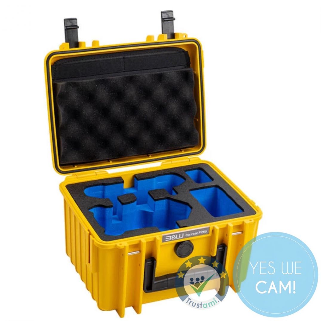 B&W Outdoor Case 2000 gelb für DJI Mini 4 Pro Drohne mit Zubehör
