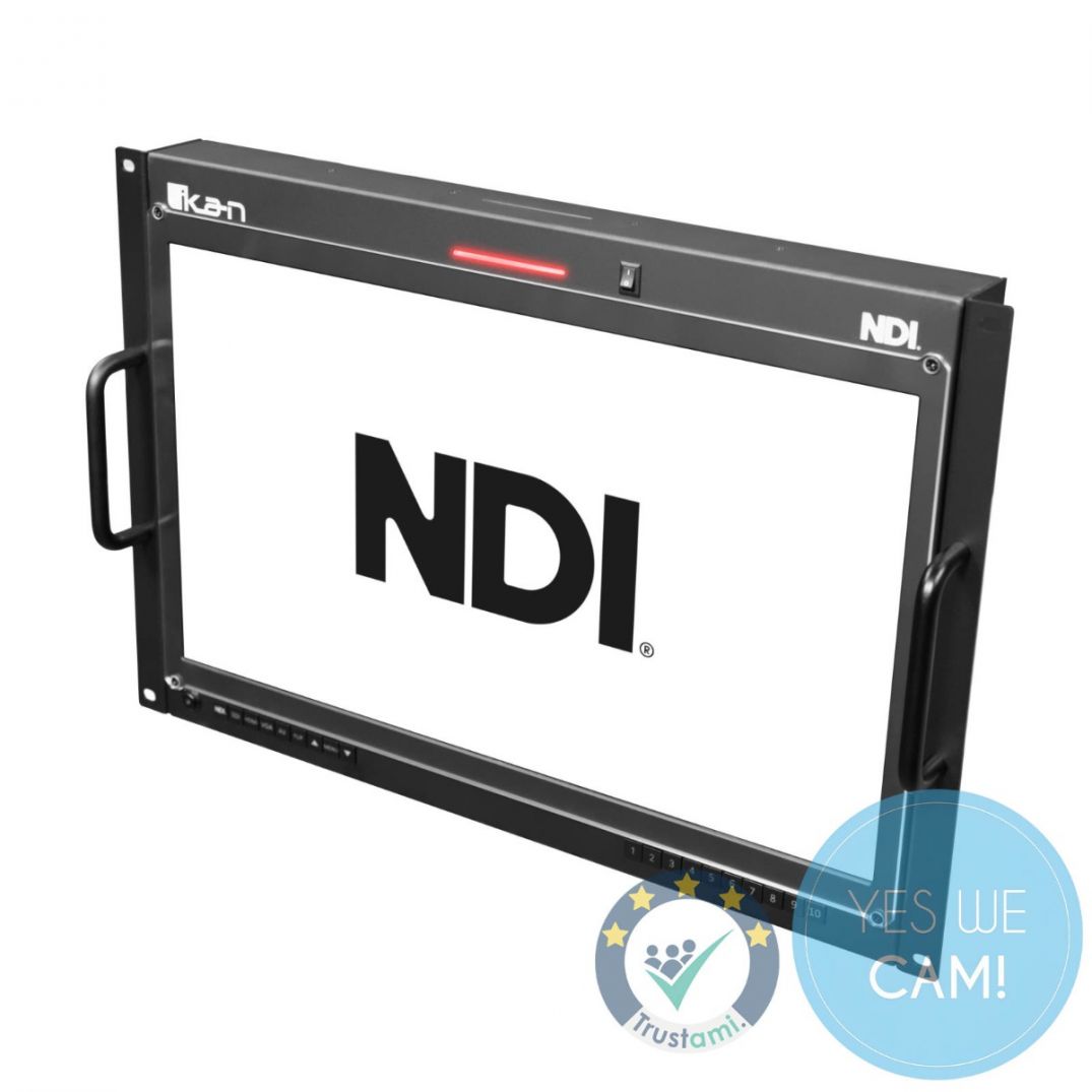 Ikan Aura 19" PoE++ NDI Teleprompter Frontansicht des 19-Zoll Teleprompters mit Monitor