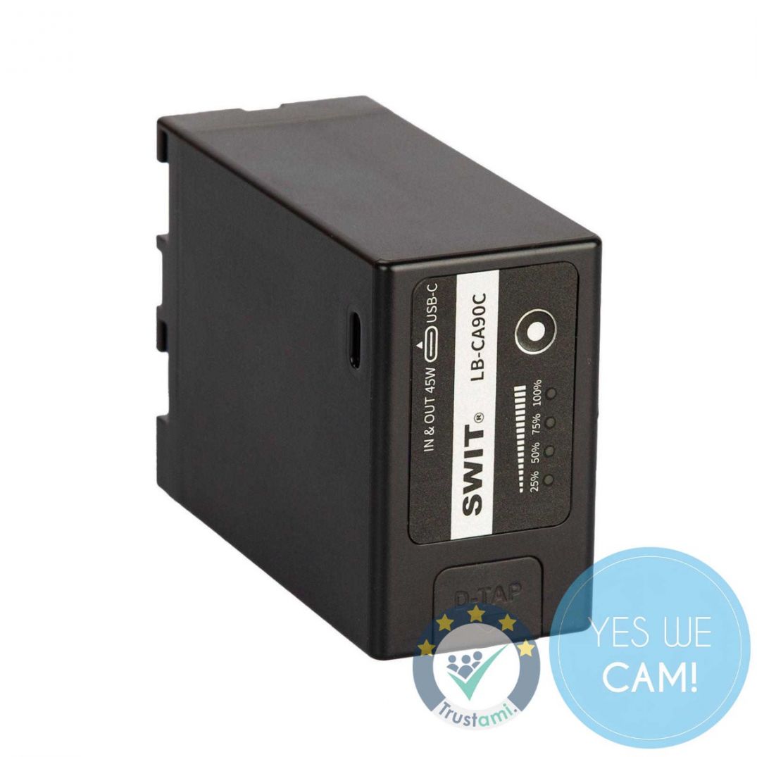 Swit LB-CA90C 90Wh Li-Ion Kameraakku für Canon Kameras mit D-Tap und USB-C Frontansicht