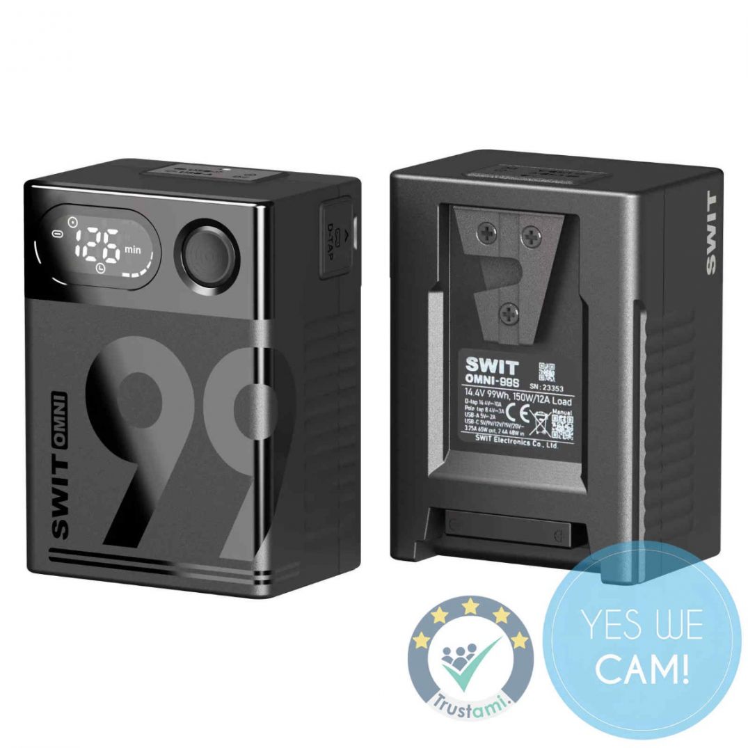Swit Omni-99S 99Wh 150W-high-load Professional Mini Battery with USB-C Vor und Rückseite des Produktes