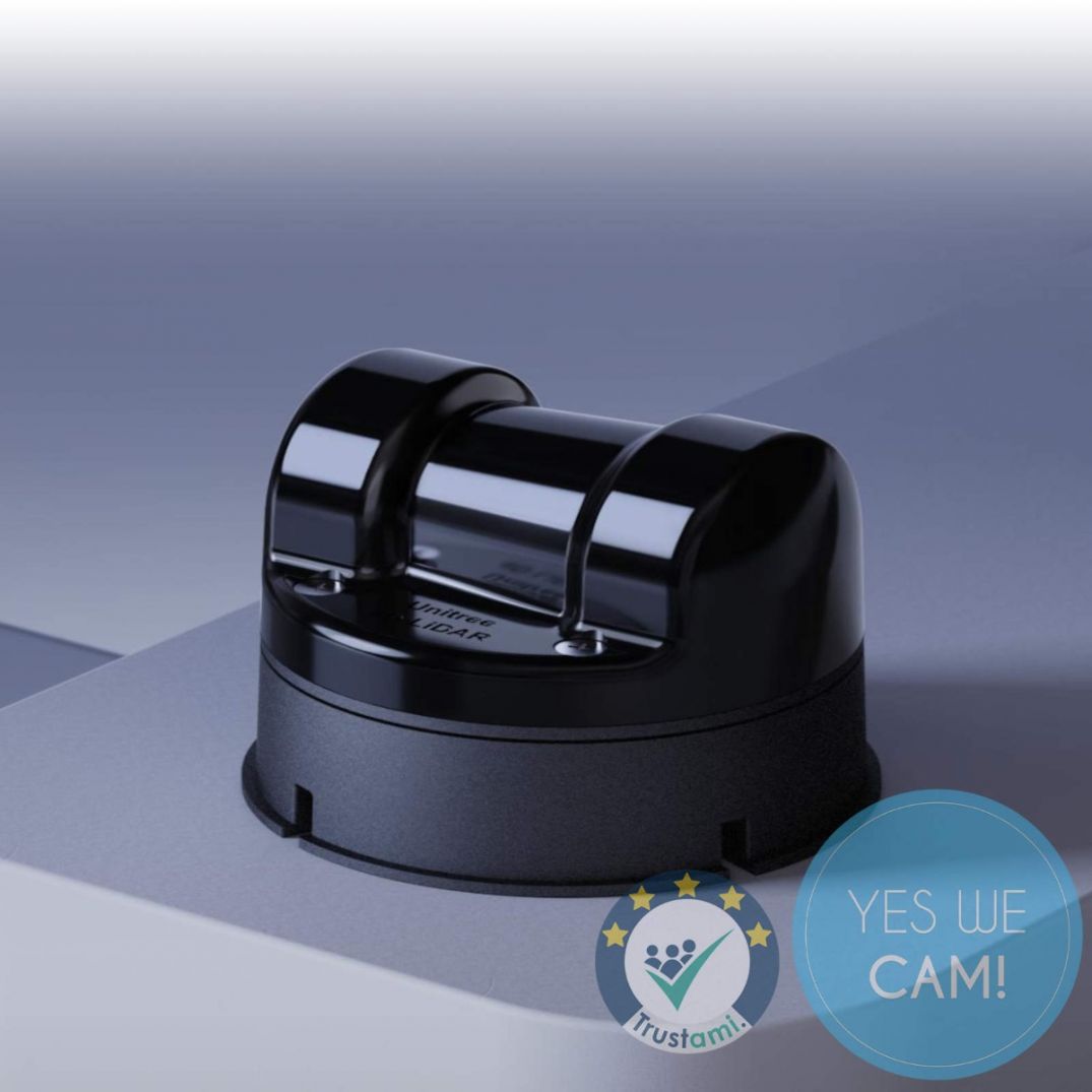 Unitree 4D LiDAR L2 Frontansicht für autonome Robotik und Echtzeit-Mapping