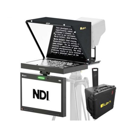 Ikan Aura 19" PoE++ PTZ NDI Teleprompter & NDI Talent Monitor Travel Kit