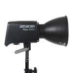 amaran Ray 360c LED-Leuchte in seitlicher Profilansicht mit Bowens-Mount-Reflektor