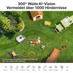App-gesteuerter Maehroboter mäht Rasenflaeche praezise 