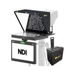 Vorderansicht des IkanAura 19" POE++ NDI-Teleprompters mit integriertem NDI Talent Monitor