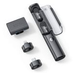 BOYA MAGIC 02 mit zwei Sendern im geöffneten Ladeetui sowie USB C.