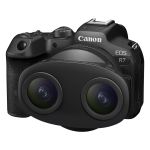 Künstlerische Studioaufnahme des Dual-Fisheye-Objektivs mit elegantem Metallfinish.
