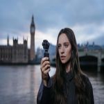 Person filmt mit der DJI Osmo Pocket 4P Vlog Combo vor einer Londoner Stadtkulisse