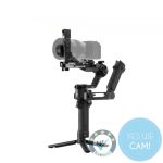 DJI RS 5 Kameragimbal mit spiegelloser Kamera in freigestellter Produktansicht
