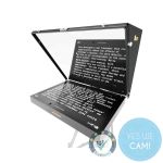 Ikan Aura 19" PoE++ NDI Teleprompter Travel Kit Vorderansicht des Aura 19" NDI-Teleprompters mit professionellem Display und Kameraaufbau
