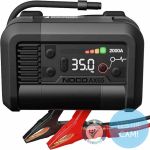 NOCO Boost+Air AX65 2000A Starthilfe-Powerbank mit digitaler 35 PSI Anzeige, Luftschlauch und Batterieklemmen.