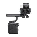 Rückansicht der Sony FX5 mit montiertem XLR-Handgriff