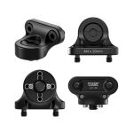 Wooden Camera Montageadapter für den Teradek Bolt Mobile RX 750 in vier Ansichten mit Befestigungsschrauben.