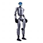 Unitree G1 EDU-U4 humanoider Roboter in stehender Pose, leicht seitlich gedreht, freigestellt auf weißem Hintergrund