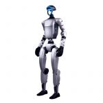 Unitree G1 EDU-U1 humanoider Roboter, leicht seitliche Frontansicht, freigestellt auf weißem Hintergrund