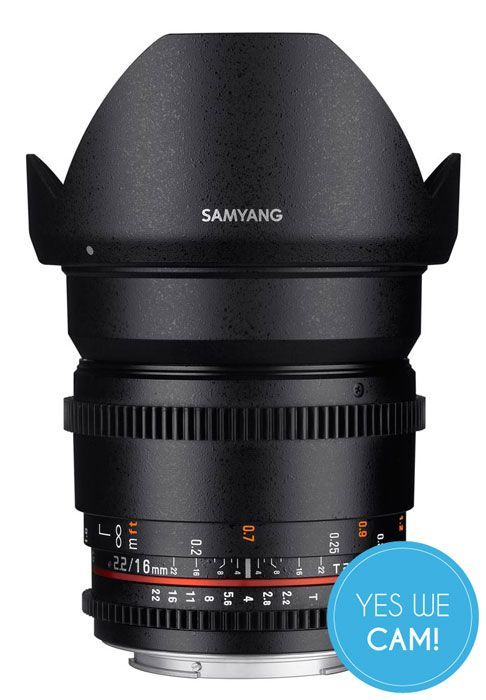 Samyang 16mm T2.2 VDSLR II Objektiv für MFT Vorderansicht