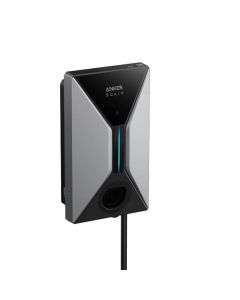 Anker Solix V1 Smart EV-Charger 11 kW in der Frontansicht mit LED- Stromspeicher und fest integriertem Typ-2 Kabel.