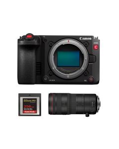 Canon EOS C50 Cinema Bundle inklusive RF 24-105mm F2.8 L IS USM Z Objektiv und 256 GB CFexpress B Speicherkarte, Studioaufnahme