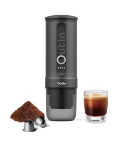 OutIn Nano Space Grey Portable Coffee Machine mit Espresso, Kaffeekapseln