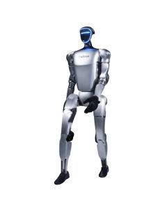 Humanoider Roboter mit visualisierter Sensorik wie 3D-LiDAR und Tiefenkamera zur präzisen Umgebungswahrnehmung in KI- und Forschungsprojekten.