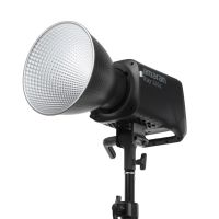 amaran Ray 360c Vollfarb-LED-Leuchte mit Reflektor in Schrägansicht, freigestellt