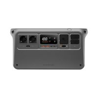 Bedienfeld der DJI Power 1000 EU mit Display, AC-Steckdosen und USB-C-Anschlüssen